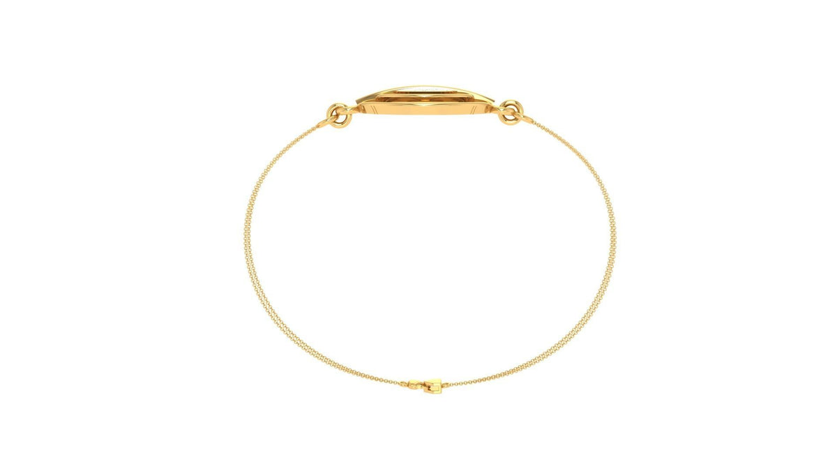 The Kaelyn Diamond Bracelet by Niraa is a sophisticated gold bracelet with a circular centerpiece featuring interlocking rings adorned with sparkling diamonds. It has an elegant chain design and a simple clasp, offering timeless style for any occasion.