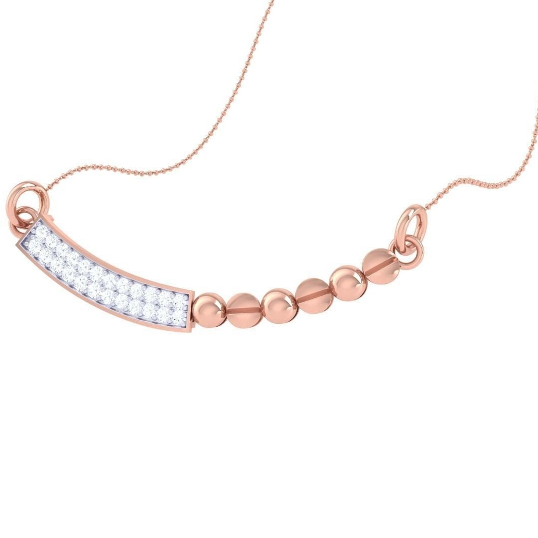 The Zelda Diamond Pendant by Niraa features a delicate gold chain with alternating smooth gold beads and a rectangular pendant encrusted with small white gemstones. However, it seems the description provided for this exquisite necklace is incomplete.