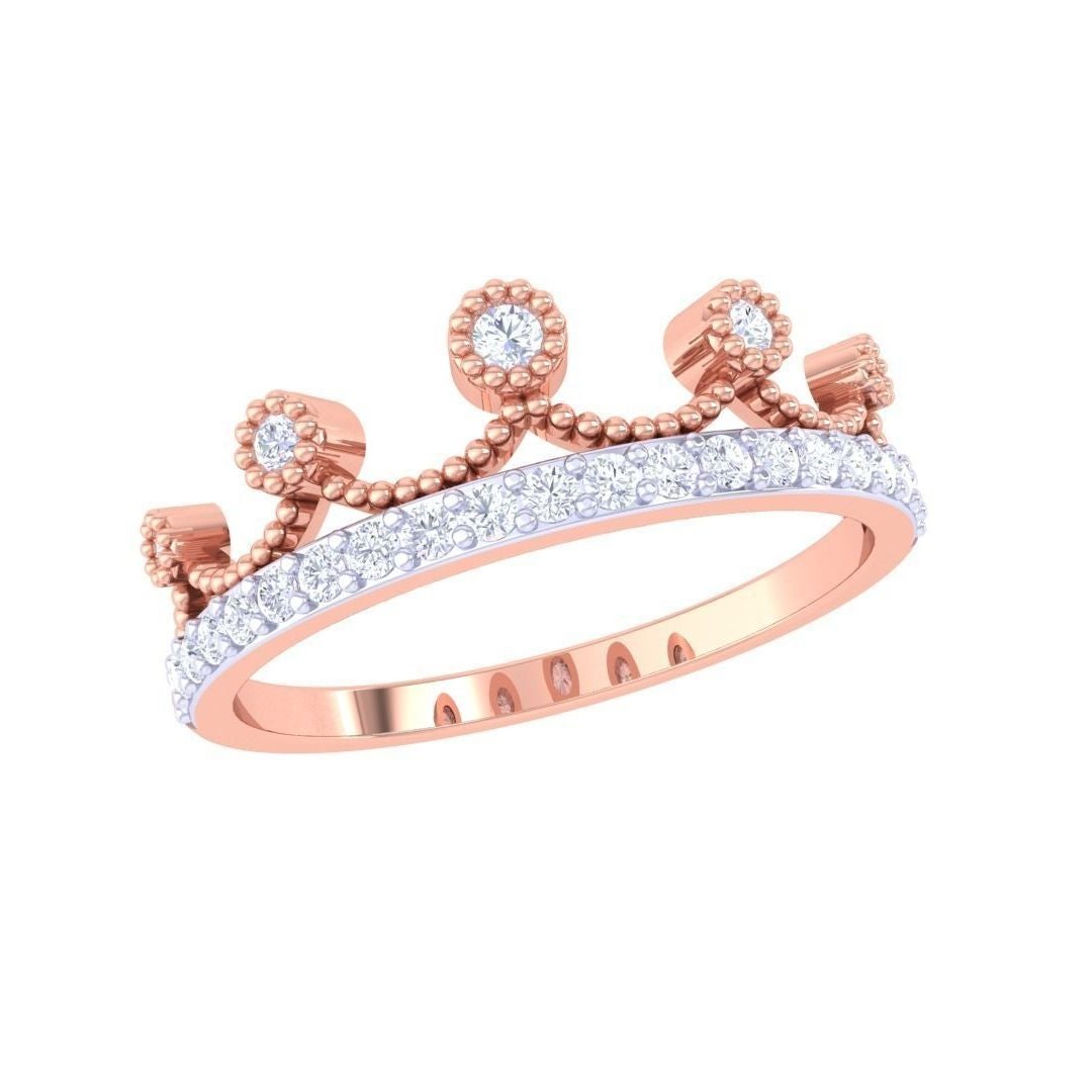 The Vivienne Diamond Ladies Ring by Niraa is a luxury gold accessory with a central round diamond, surrounded by smaller diamonds. The ornate design features diamond accents on a band encrusted with diamonds, making it the perfect ladies ring.