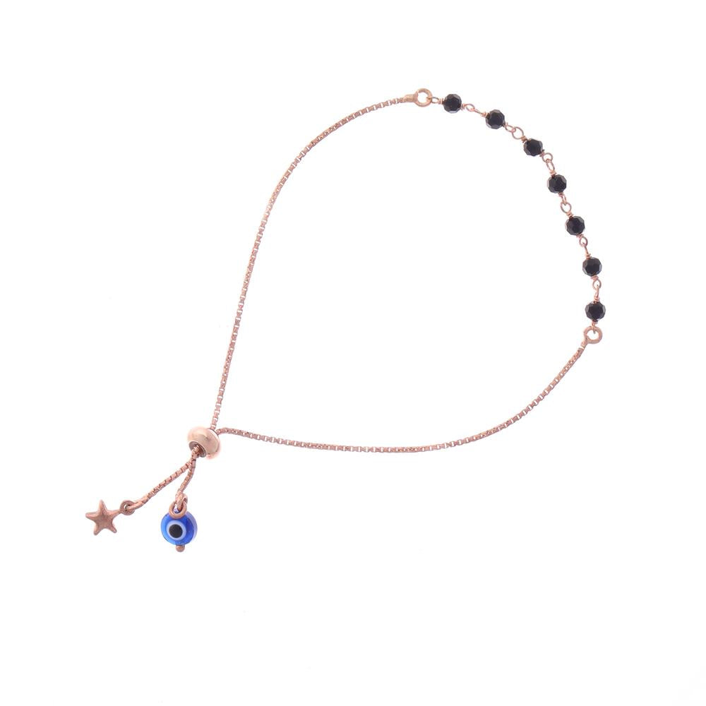 Rose Gold Finish- Adjustable Nazarbattu Mangalsutra Bracelet in 925 silver