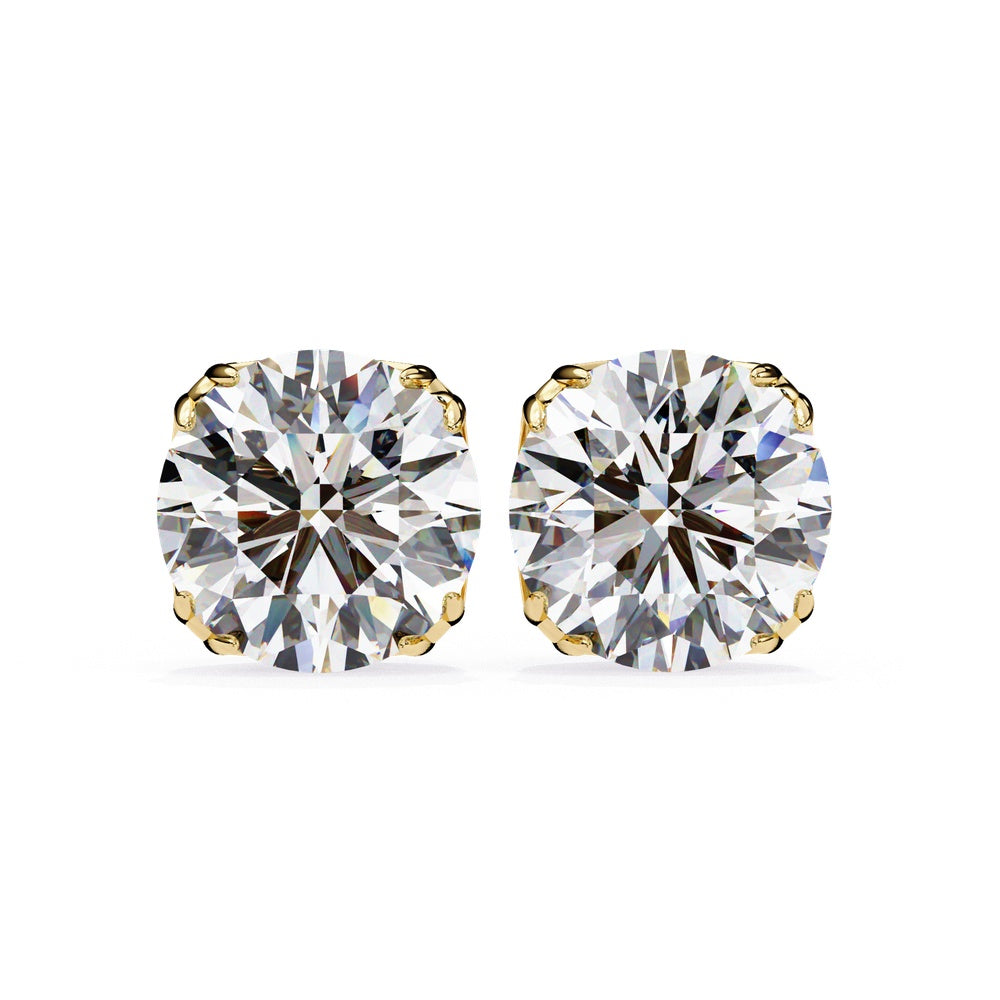 Cushion Square Solitaire Stud Earrings in Tulip Basket