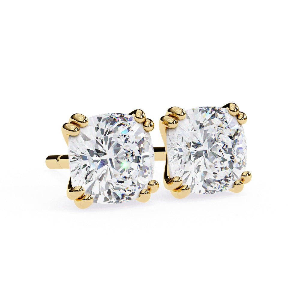 Cushion Square Solitaire Stud Earrings in Double Prong Setting