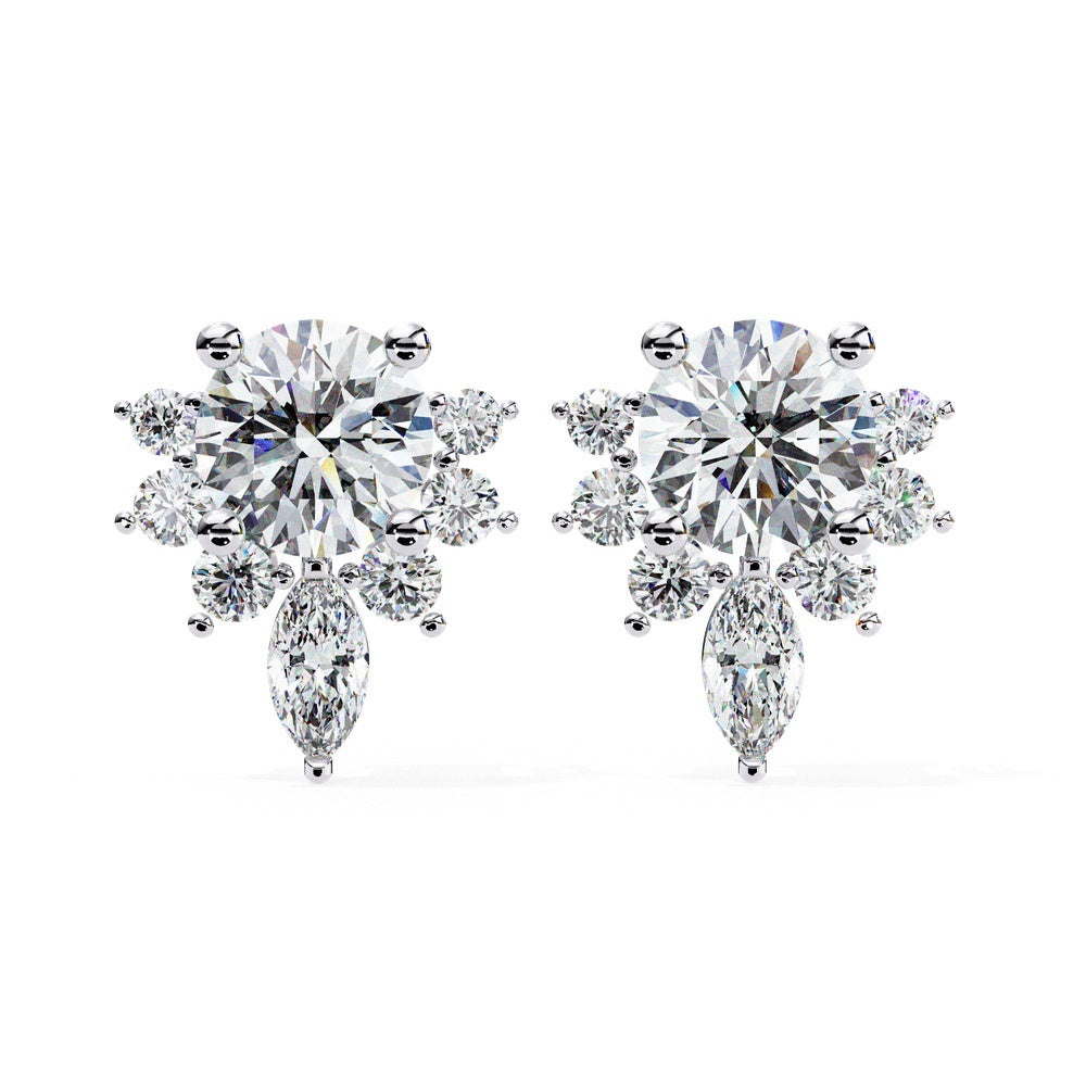 Adorned Round & Marquise Solitaire Earrings