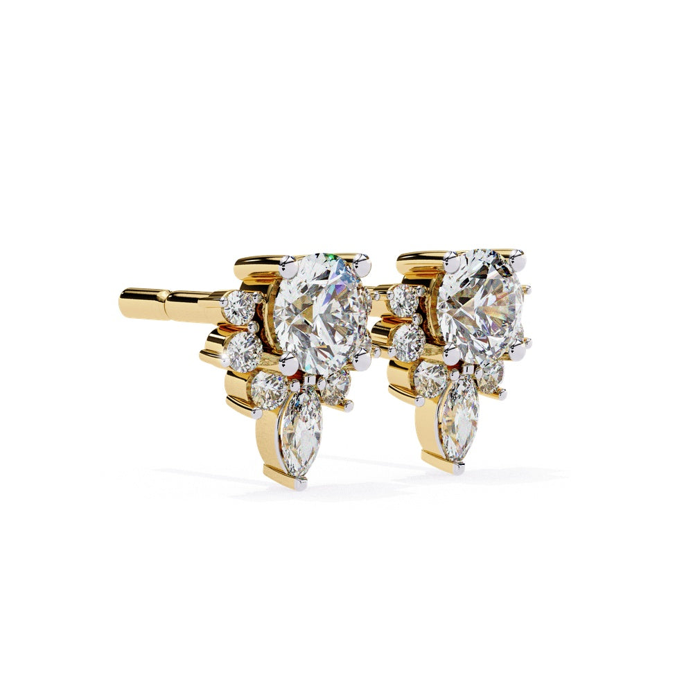 Adorned Round & Marquise Solitaire Earrings