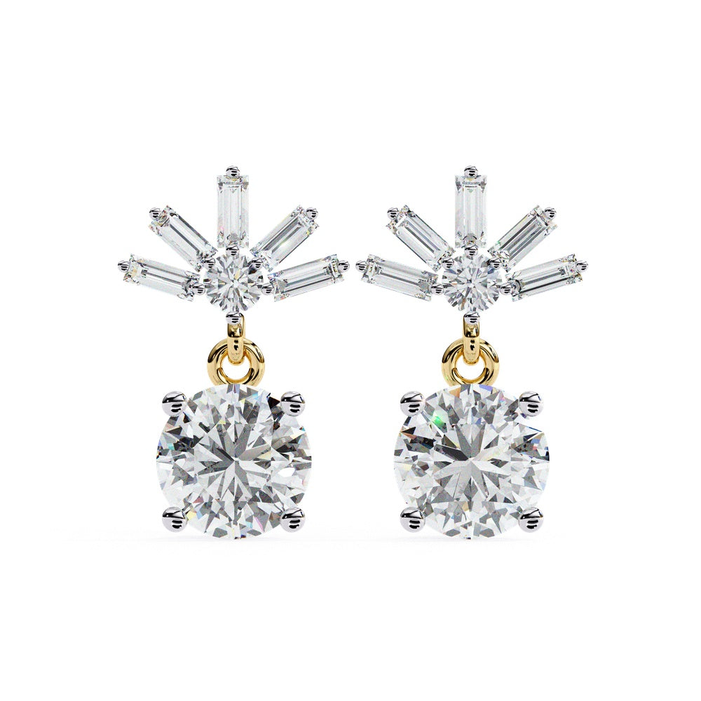 Baguette Bling Solitaire Drop Earrings