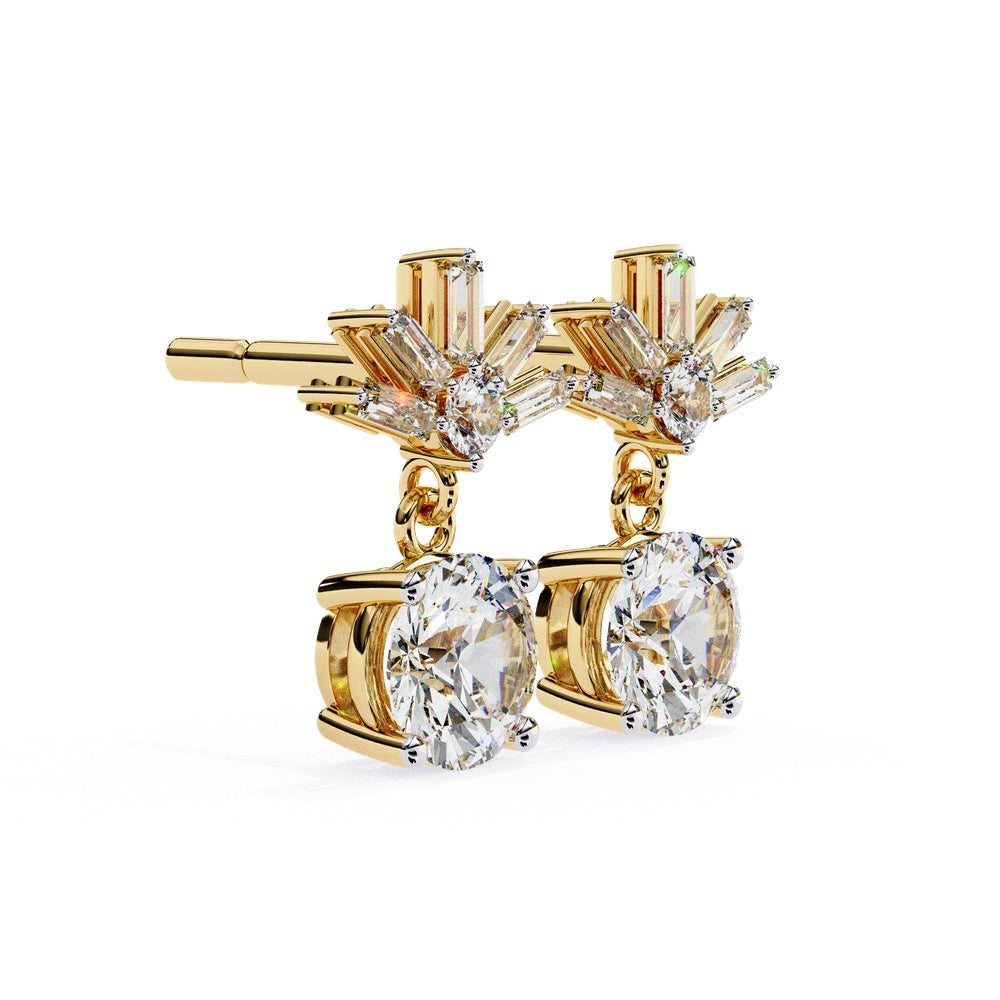 Baguette Bling Solitaire Drop Earrings