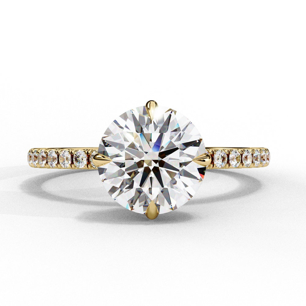 Studded Solitaire Ring with Hidden Halo