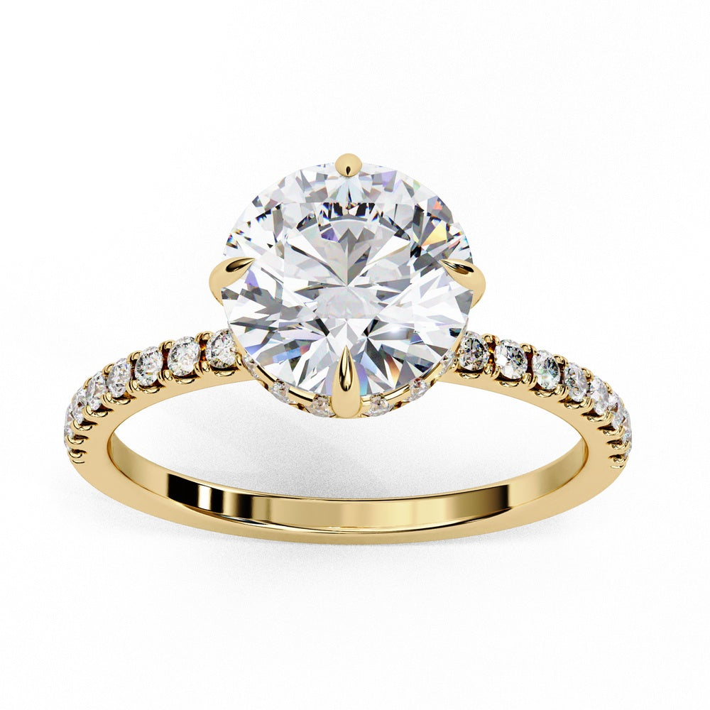 Studded Solitaire Ring with Hidden Halo