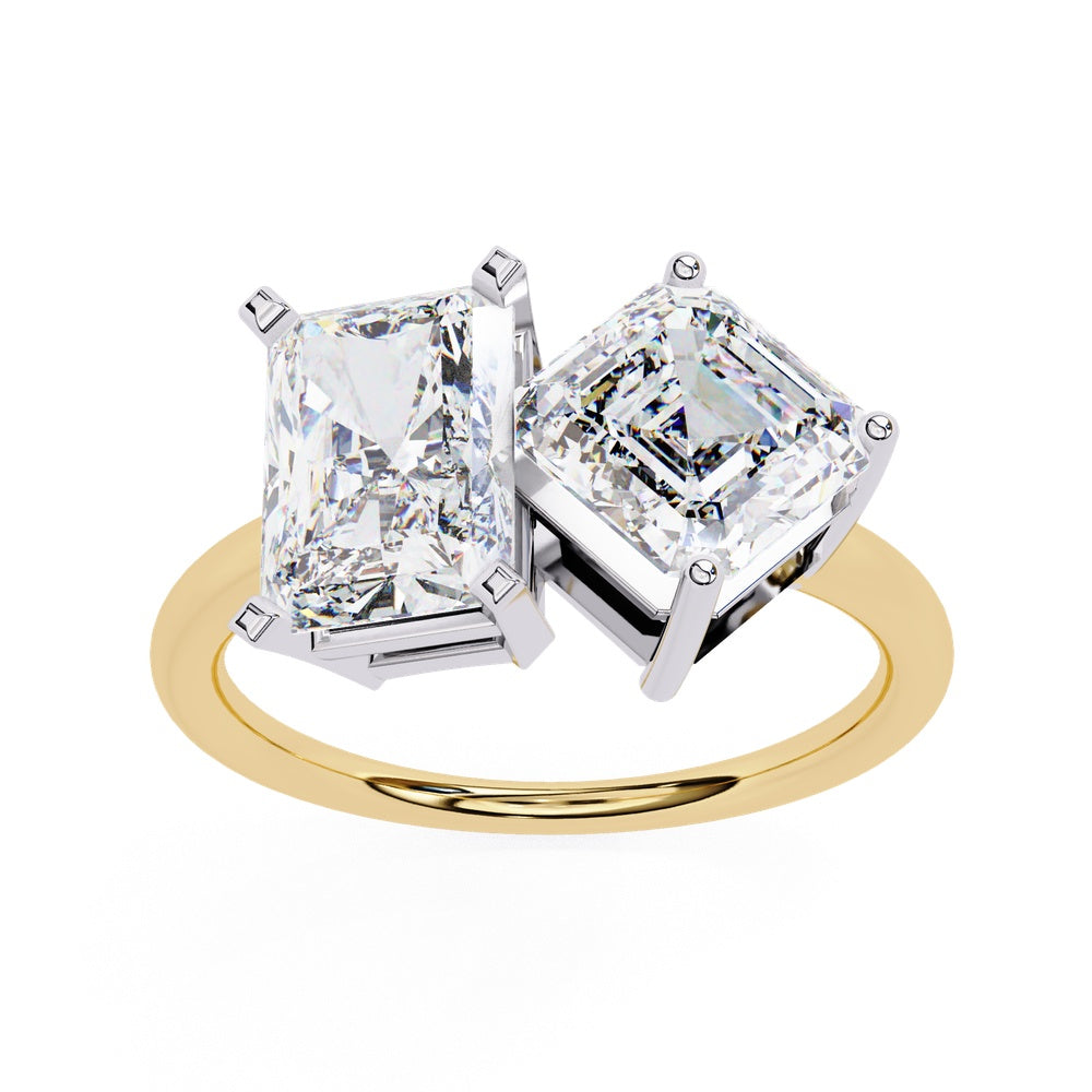 Toi Et Moi Radiant & Emerald Solitaire Ring