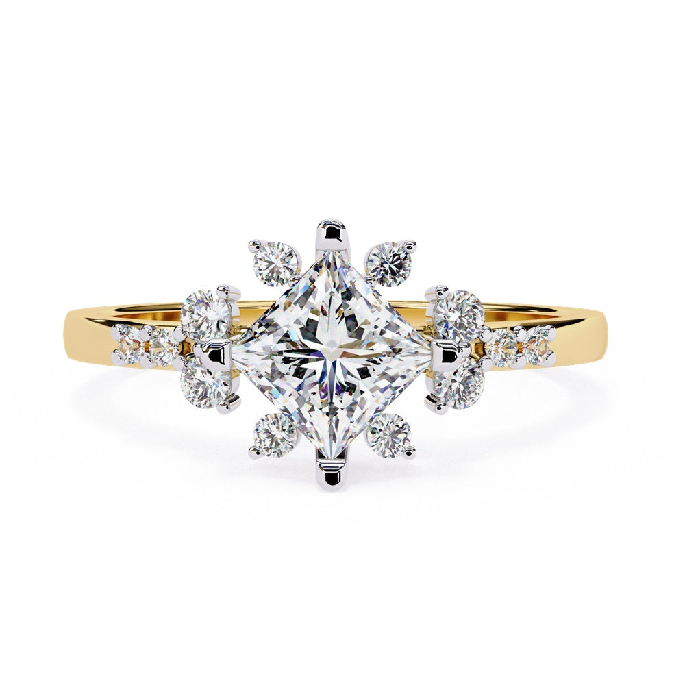 Adorned Princess Cut Solitaire Ring