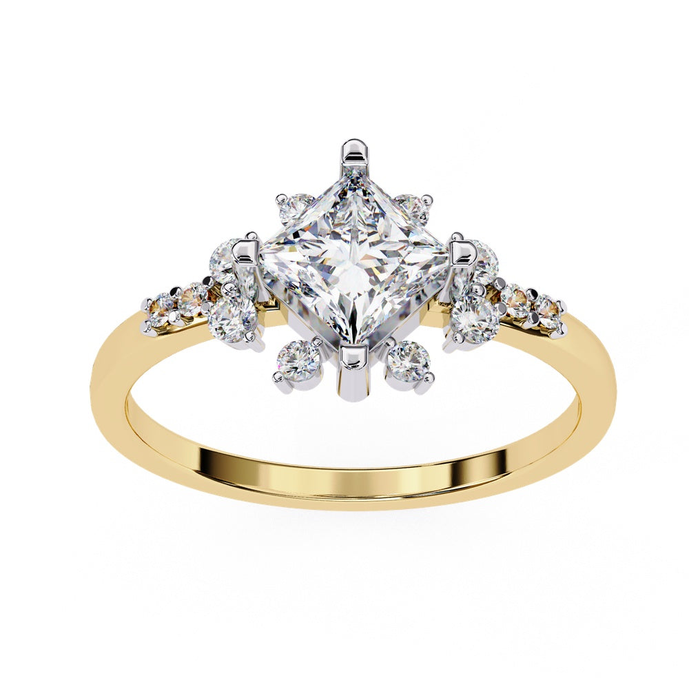 Adorned Princess Cut Solitaire Ring