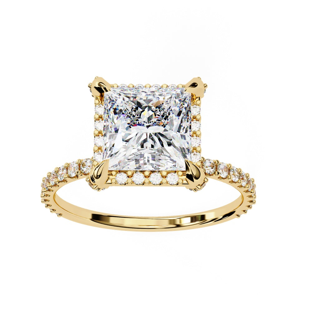 Decorated Princess Cut Solitaire Ring