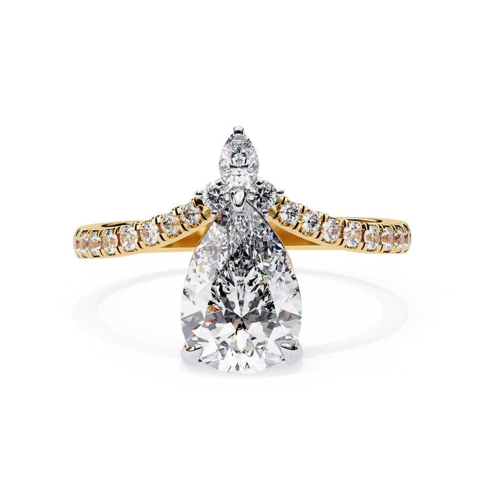 Chevron Pear Solitaire Band