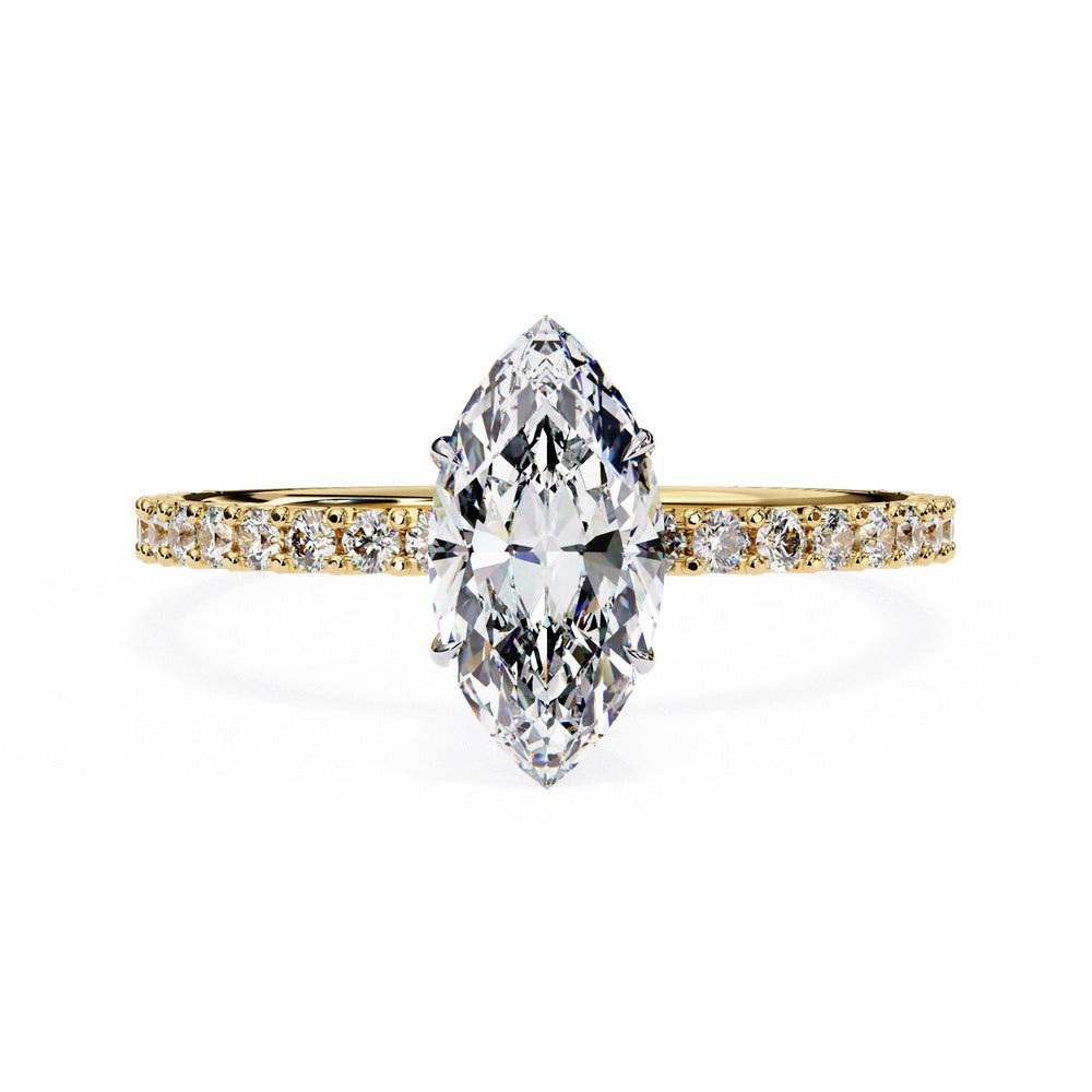 Decorated Marquise Solitaire Ring
