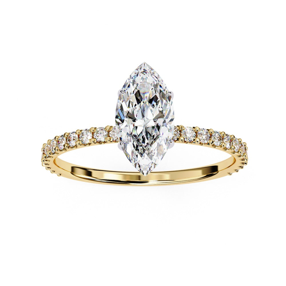 Decorated Marquise Solitaire Ring