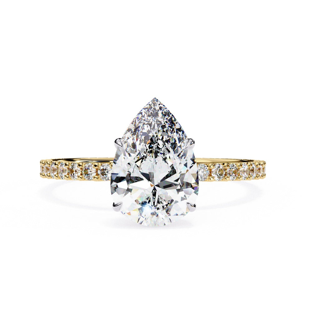 Decorated Solitaire Ring Pear