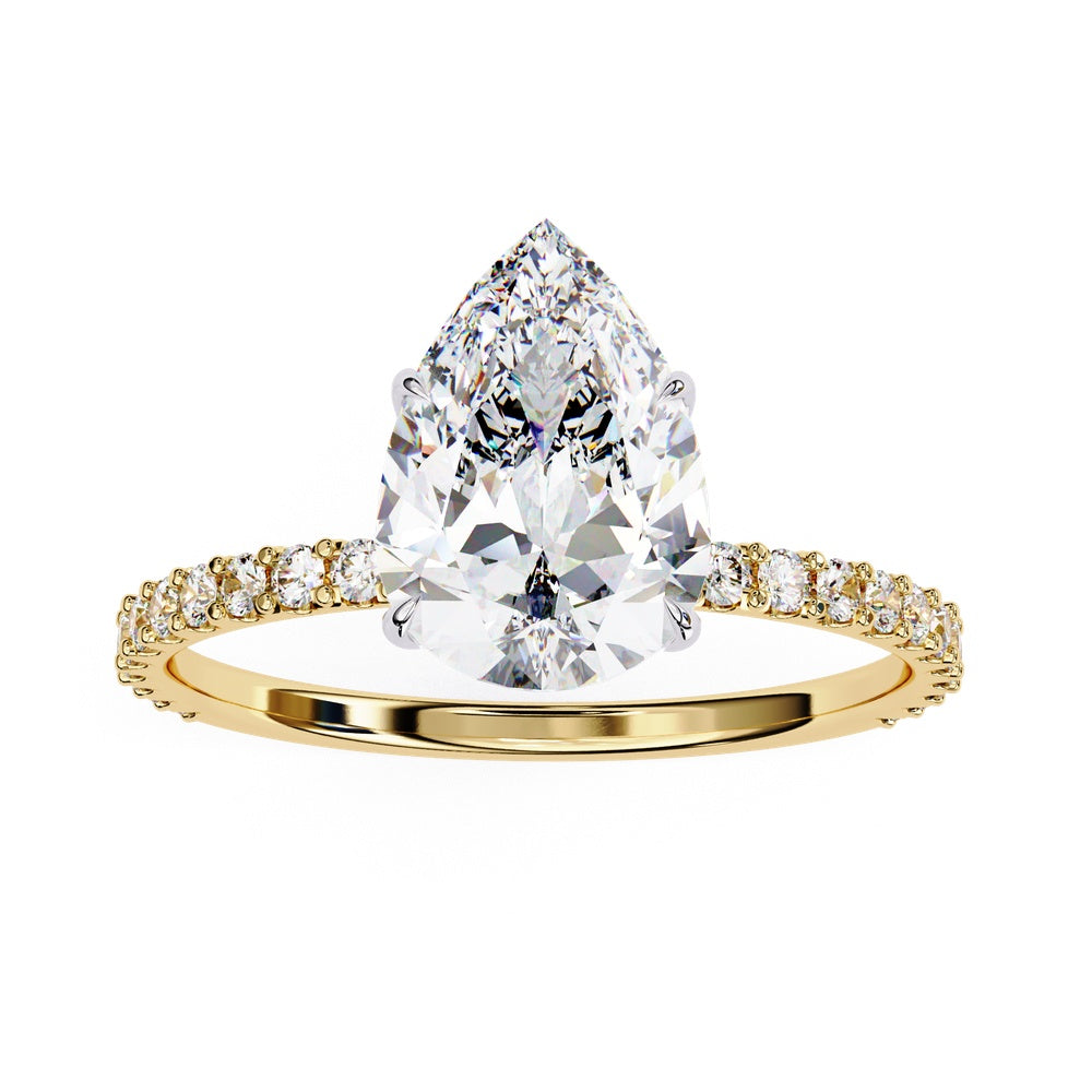 Decorated Solitaire Ring Pear