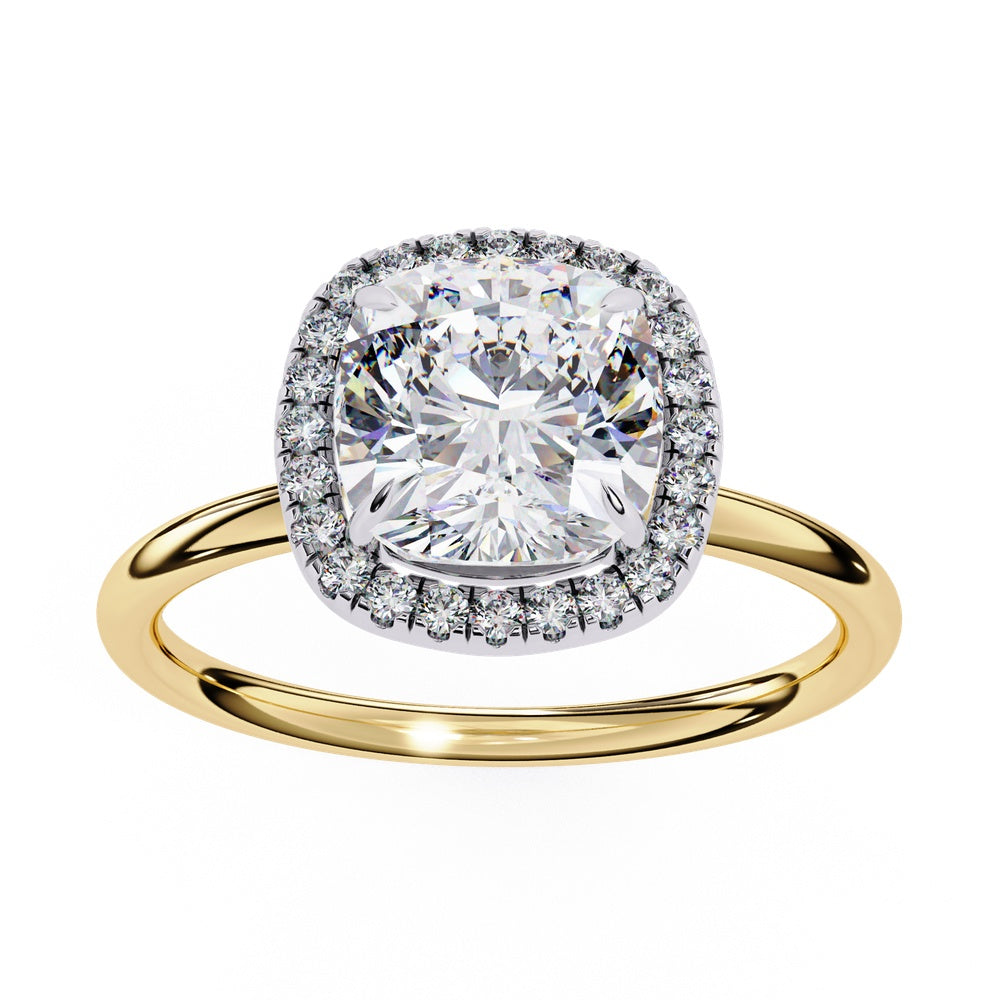 Classic Cushion Square Solitaire Ring with Halo