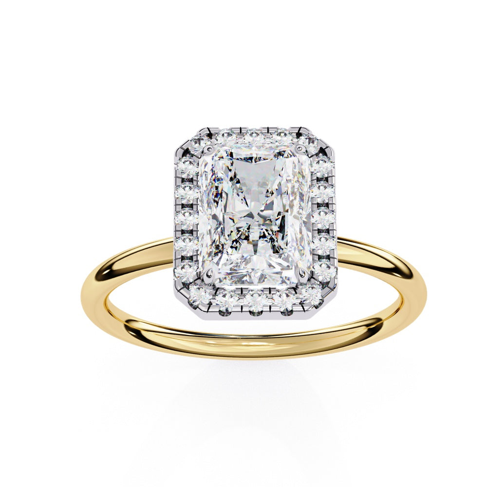 Classic Radiant Cut Solitaire Ring with Halo