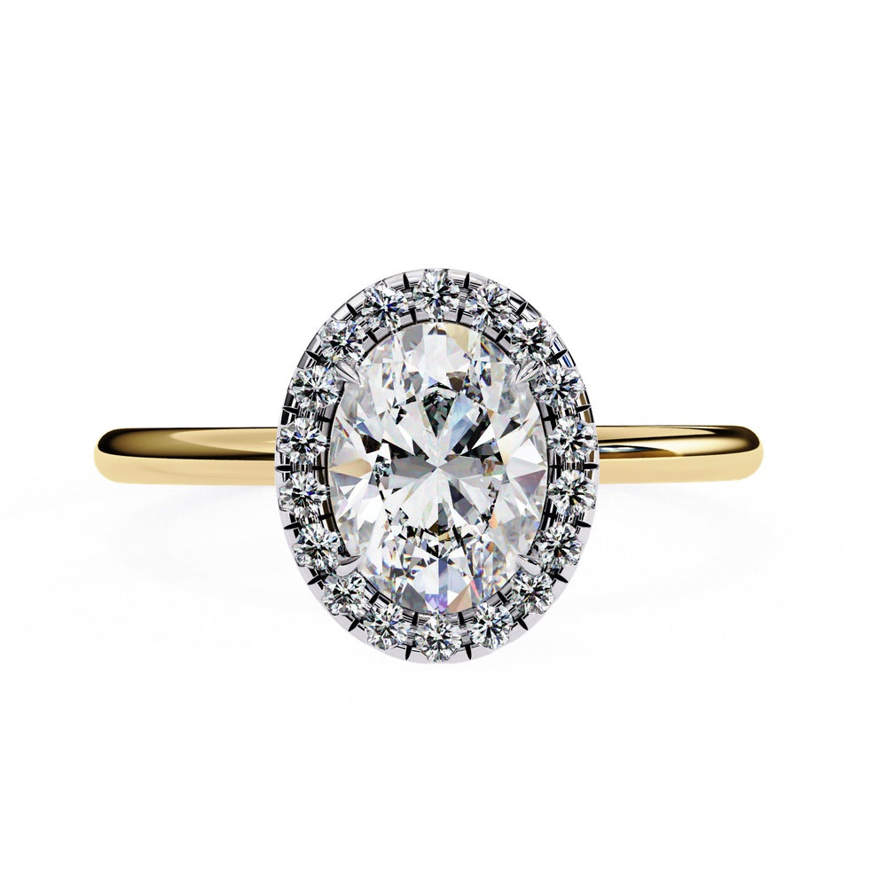 Classic Oval Solitaire Ring with Halo