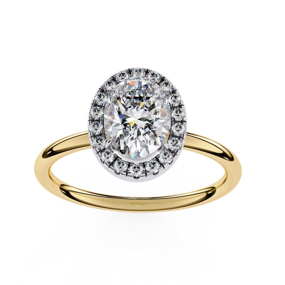 Classic Oval Solitaire Ring with Halo