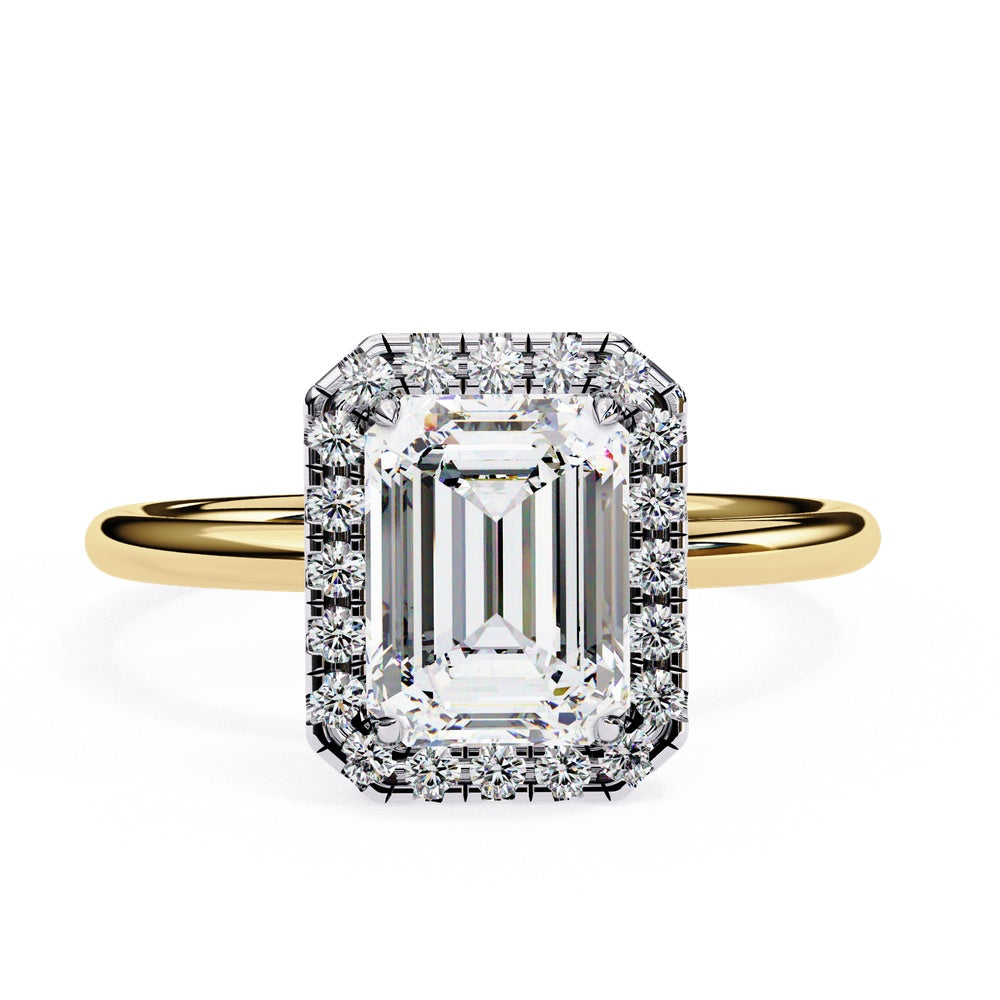 Classic Emerald Cut Solitaire Ring with Halo