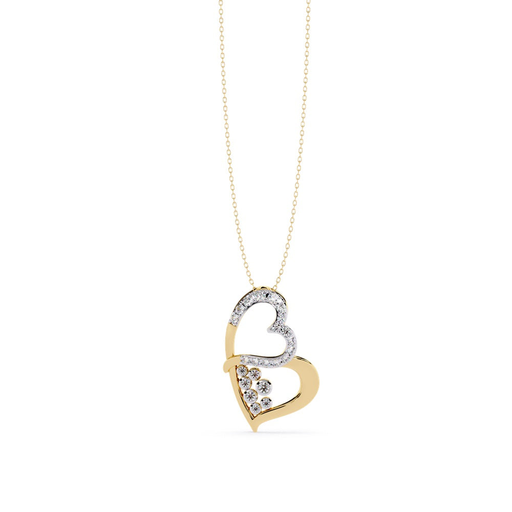Two hearts pendant crafted in gold, showcasing a stunning diamond heart design for a romantic touch.