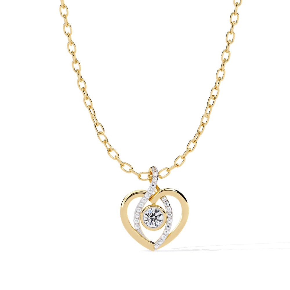 A luxurious rose gold pendant featuring a heart design, embellished with brilliant diamonds, ideal for a romantic gesture.