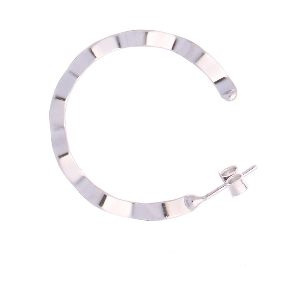 Waved Hoola Hoop Medium Earrings in 925 silver