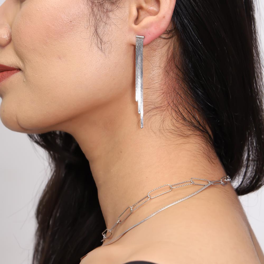 Retro Tri-String Earrings in 925 silver