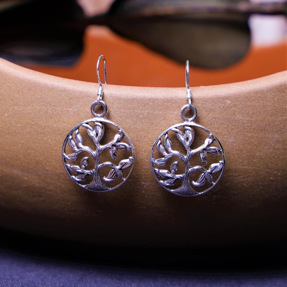 Tree of life drop Earrings in 925 silver