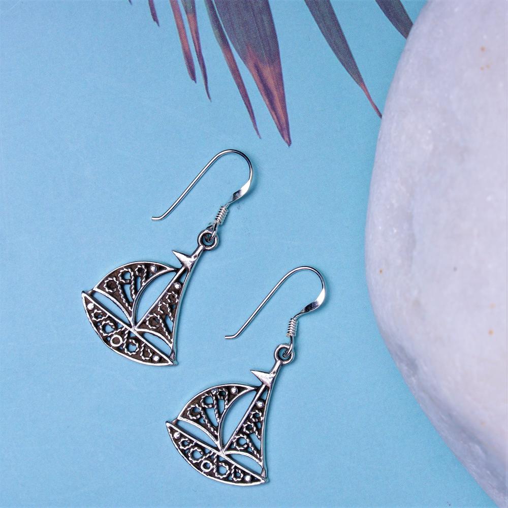 Sailing boat drop Earrings in 925 silver
