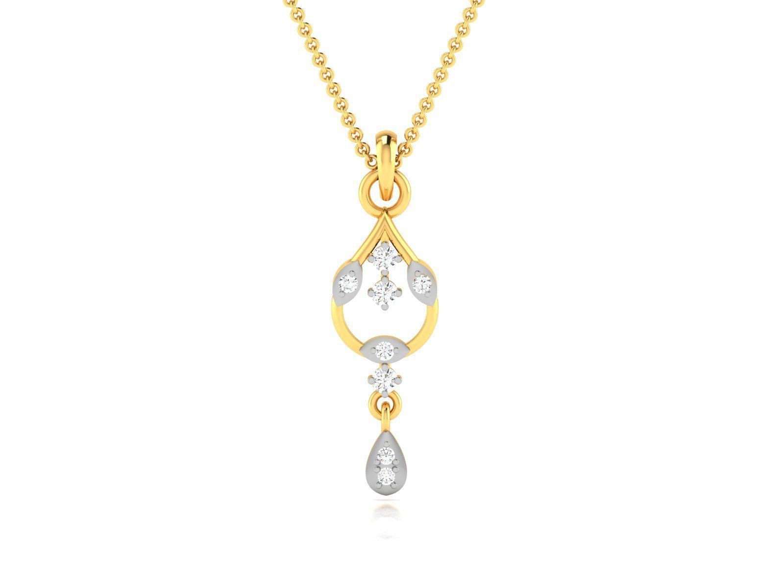 The Bailee Diamond Pendant by Niraa is an elegant teardrop necklace featuring gold and silver tones with clear gemstones on a delicate gold chain.
