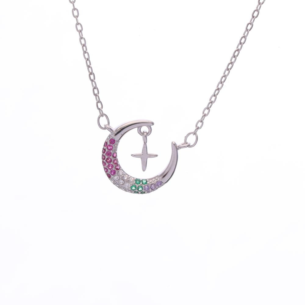 Star and Moon Necklace in 925 silver